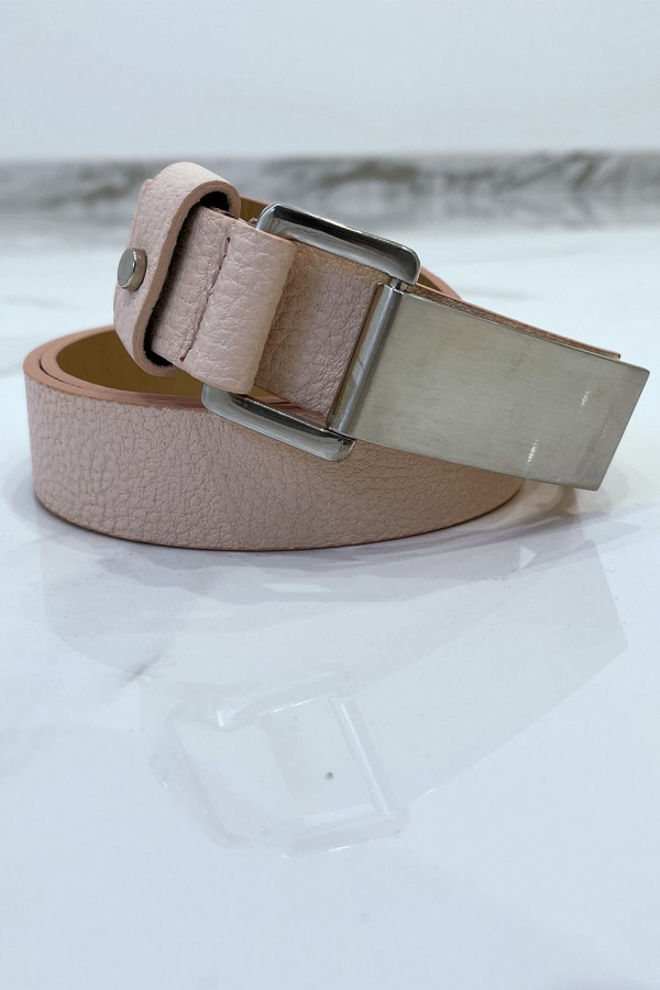 Ceinture rose effet python à boucle rectangle - 6