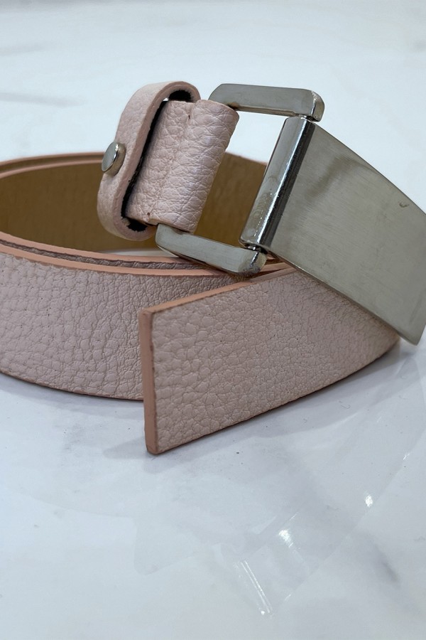 Ceinture rose effet python à boucle rectangle - 9