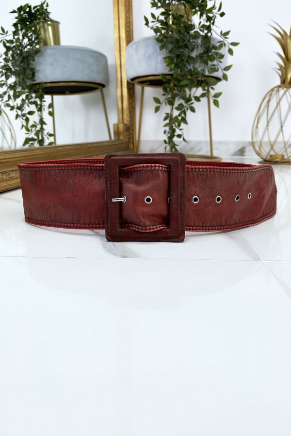 Ceinture rouge femme effet usé vintage - 2