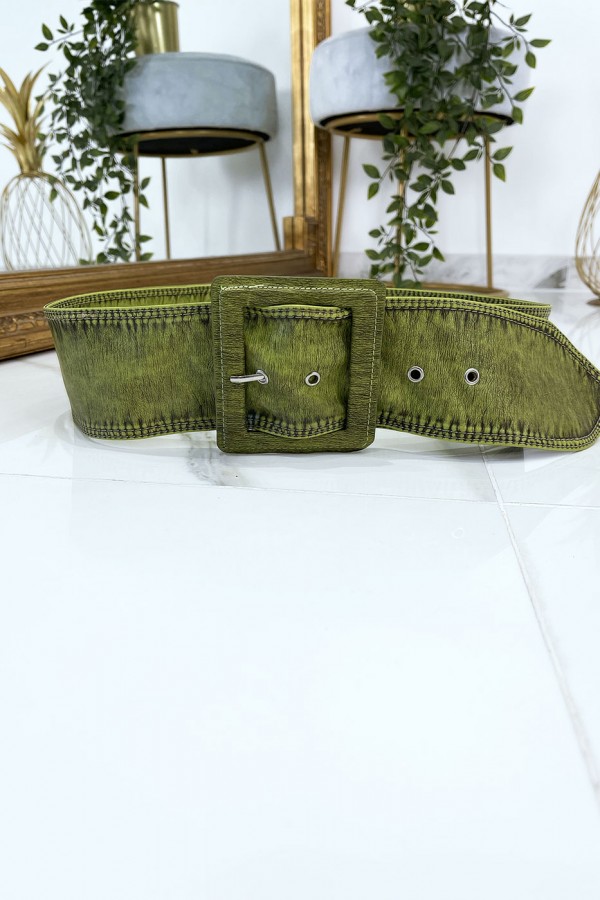 Ceinture verte femme effet usé vintage - 1