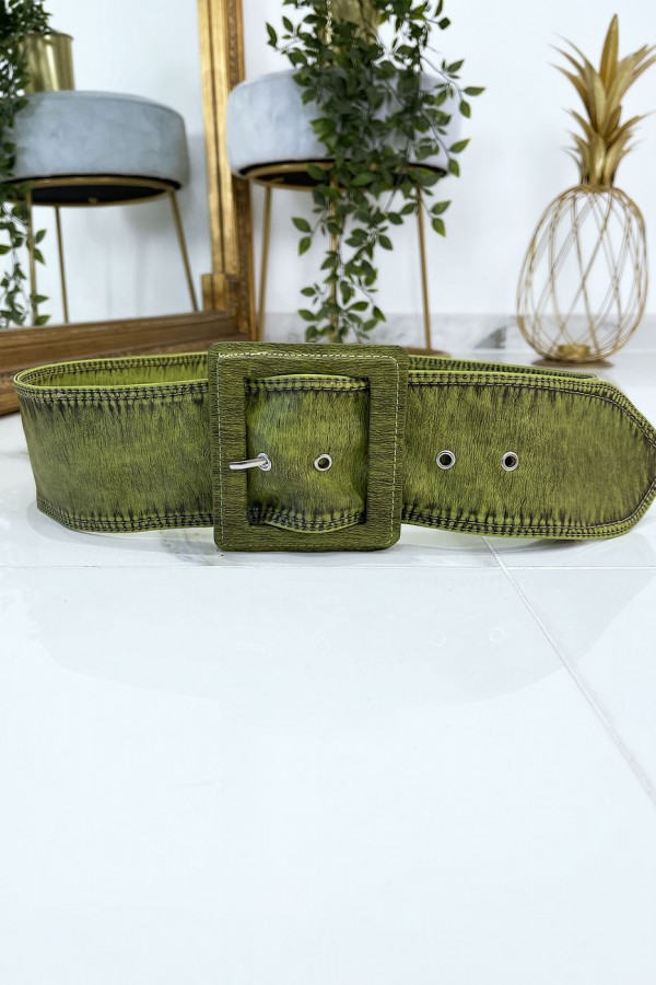 Ceinture verte femme effet usé vintage - 6