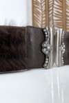 Ceinture élastique marron avec accessoire et plume - 2