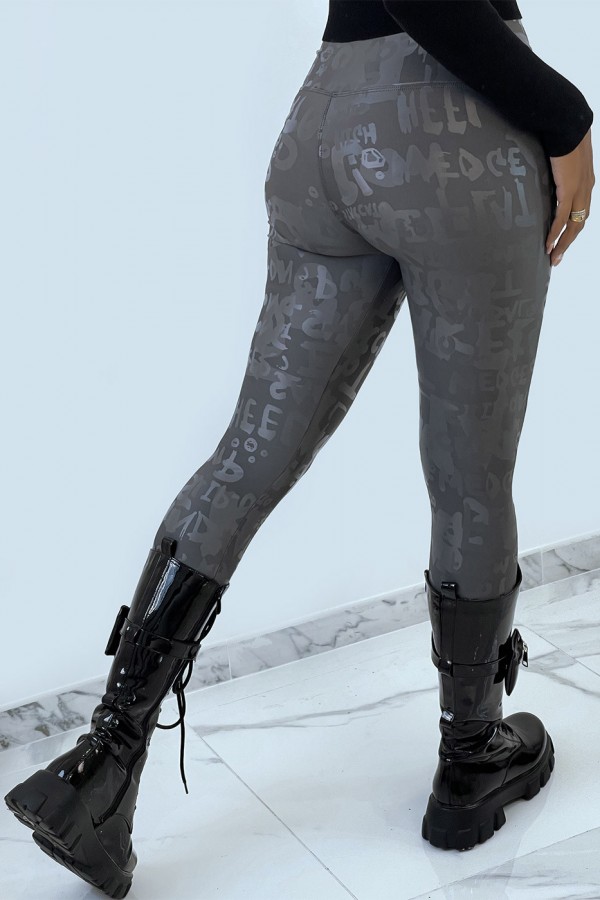 Legging anthracite avec écriture effet 3D. Legging nouvelle génération - 4