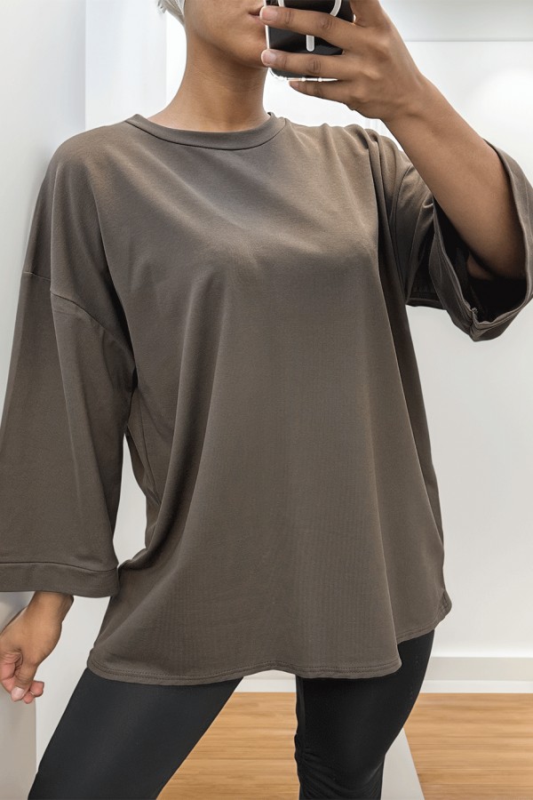 Sweat over size en coton choco  - 3