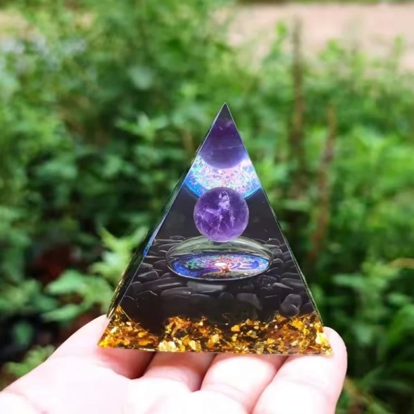 Pyramide d'orgonite fait main - sphère cristal, pierre naturelle & obsidienne|1,98 €|OKKO MODE