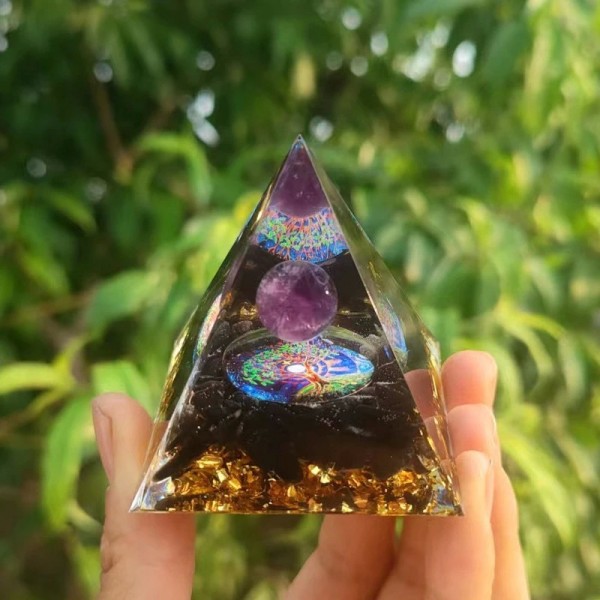 Pyramide d'orgonite fait main - sphère cristal, pierre naturelle & obsidienne|1,98 €|OKKO MODE