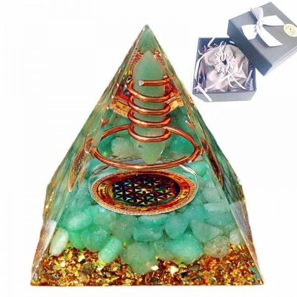 Pyramide d'orgonite verte en pierre naturelle pour méditation chakra|12,59 €|OKKO MODE