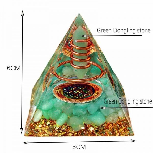 Pyramide d'orgonite verte en pierre naturelle pour méditation chakra|12,59 €|OKKO MODE