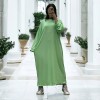 Longue robe vert clair collection printemps-été en maille côtelé extensible très agréable à porter - 3