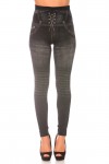 Leggings minceur noir style jeans taille haute et effet lien croisé. Effet Push-Up - 1