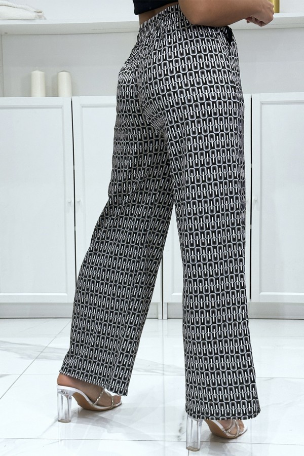 Pantalon palazzo joli motif noir avec poches - 1