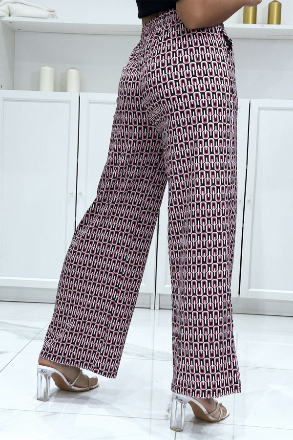 Pantalon palazzo joli motif noir avec poches - 4