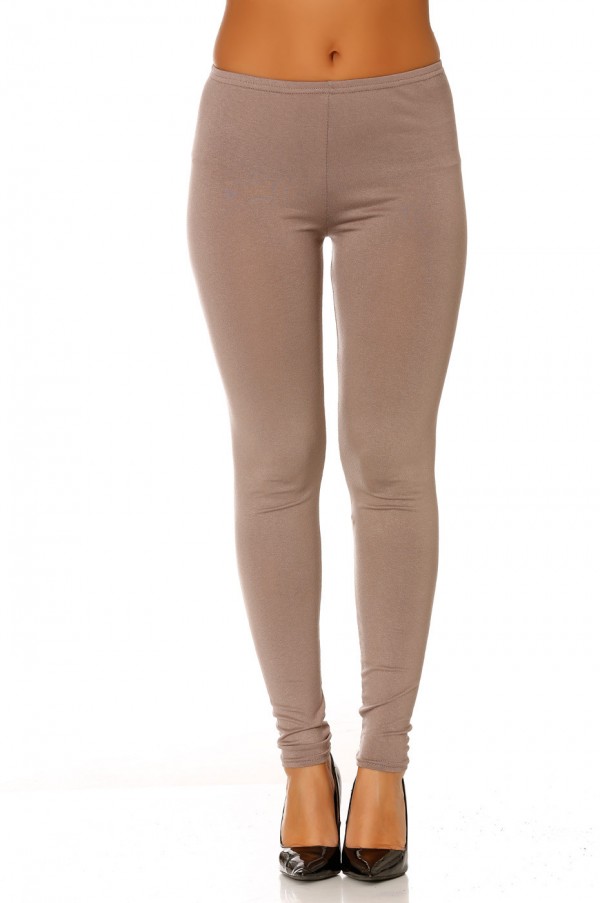 Leggings uni basique couleur Taupe  . - 1