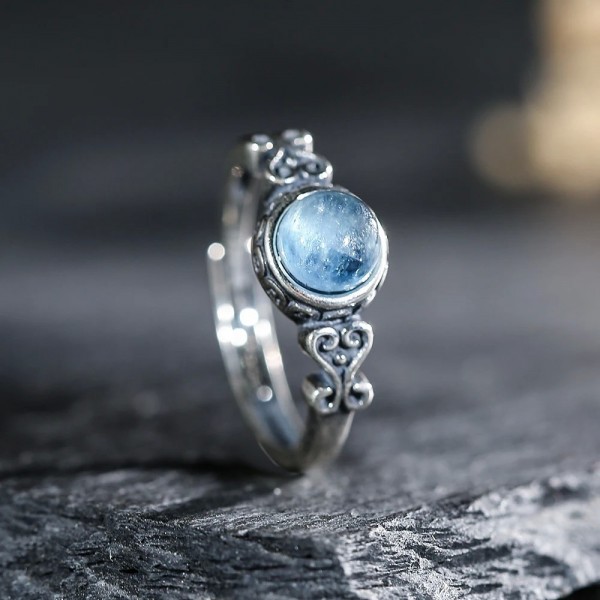 Bague en argent S925 vintage pour femme, napCrystal naturel et kyanite|8,99 €|OKKO MODE