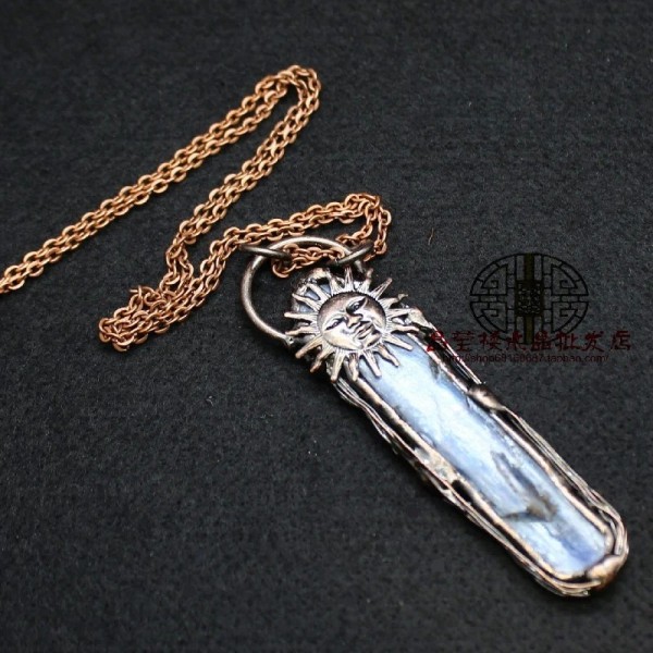 Pendentifs de soleil Vintage en pierre de Quartz Kyanite naturelle irrégulière plaquée Bronze|12,59 €|OKKO MODE