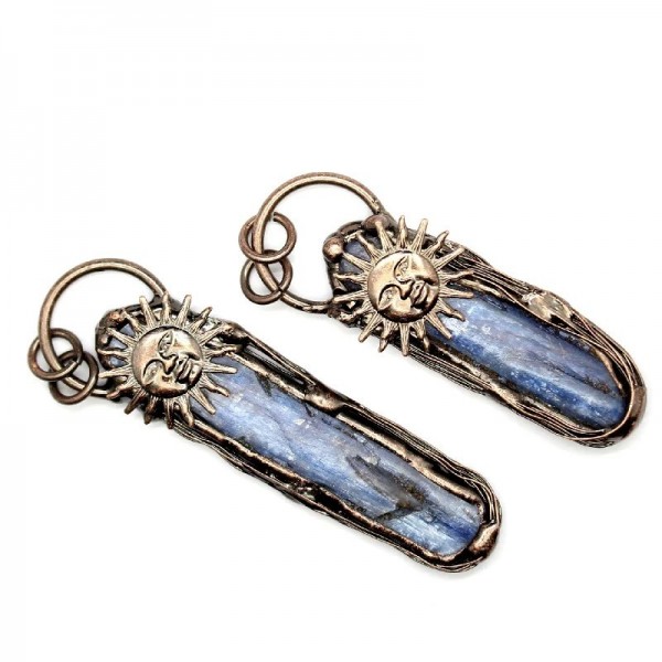 Pendentifs de soleil Vintage en pierre de Quartz Kyanite naturelle irrégulière plaquée Bronze|12,59 €|OKKO MODE