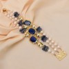 Bracelet 3 rangées perle or blanc lapis lazuli kyanite pierre naturelle|36,89 €|OKKO MODE