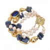 Bracelet en Kyanite Naturelle pour Femme, Perles Blanches Plaquées Or, Lapis Lazuli BL192|35,09 €|OKKO MODE