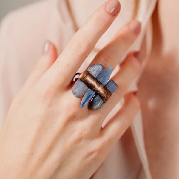 Bague en pierre de kyanite naturelle, cadeau bijoux unique|13,49 €|OKKO MODE