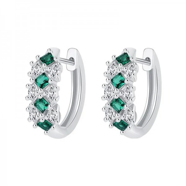 Boucles d'oreilles en argent émeraude et diamant, clip luxueux femme|20,69 €|OKKO MODE