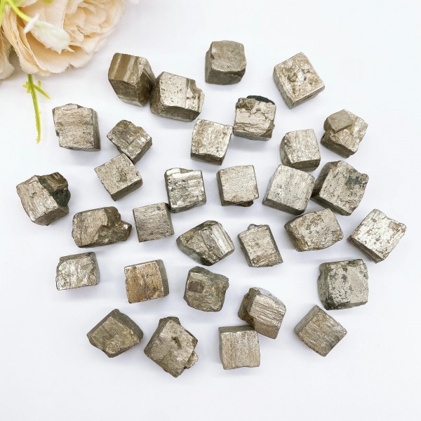 Cube de Pyrite en Chalcopyrite Naturelle, Pierre de Clip de Quartz, Guérison Rugueuse Or du Fou|16,19 €|OKKO MODE