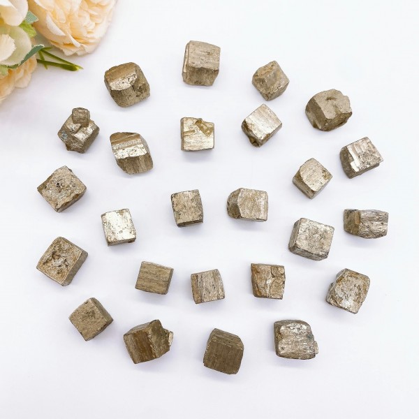 Cube de Pyrite en Chalcopyrite Naturelle, Pierre de Clip de Quartz, Guérison Rugueuse Or du Fou|16,19 €|OKKO MODE