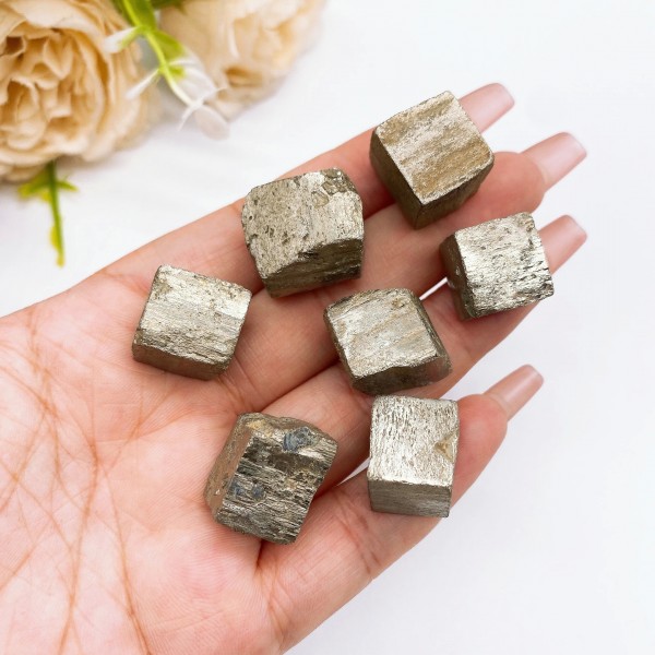 Cube de Pyrite en Chalcopyrite Naturelle, Pierre de Clip de Quartz, Guérison Rugueuse Or du Fou|16,19 €|OKKO MODE