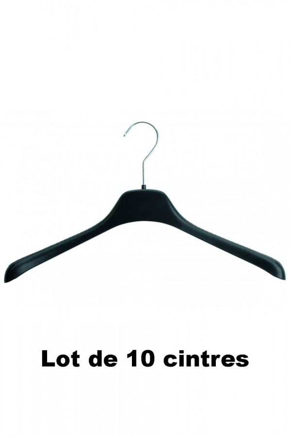 10 cintres plastique noir idéal pour Pull, manteau et gilet - 1