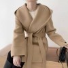 Manteau à capuche en laine mélangée vintage pour femmes, veste à lacets élégante|35,99 €|OKKO MODE