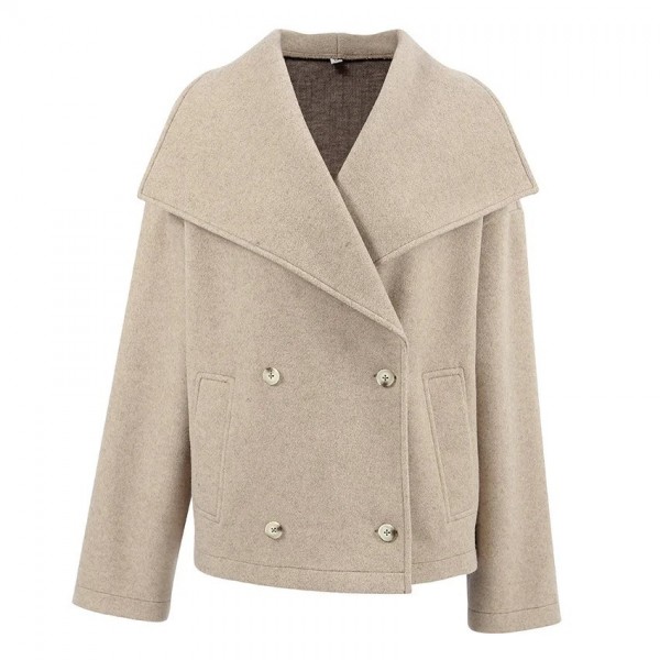 Manteau en fausse laine pour femme à double boutonnage, revers large|29,69 €|OKKO MODE