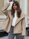 Manteau en fausse laine pour femme à double boutonnage, revers large|29,69 €|OKKO MODE