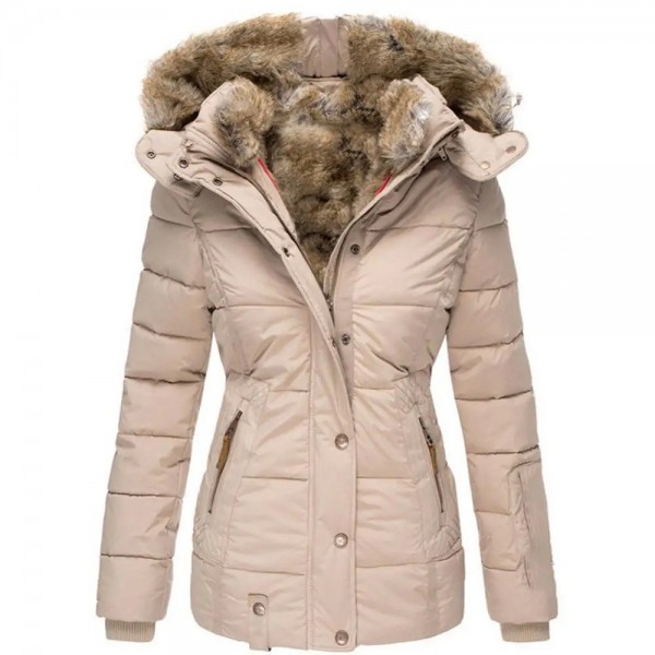 Manteau à capuche en laine pour femmes, parka manches longues col chaud