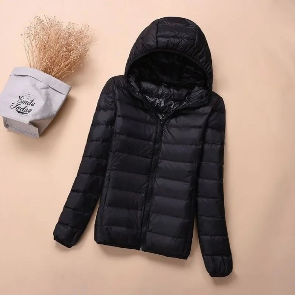 Doudoune courte à capuche pour femme, parkas à col montant et coton chaud|16,19 €|OKKO MODE