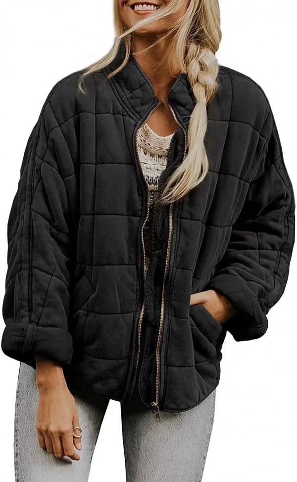 Parka noire unie à manches longues pour femmes, veste de poche et manteau d'hiver|25,19 €|OKKO MODE