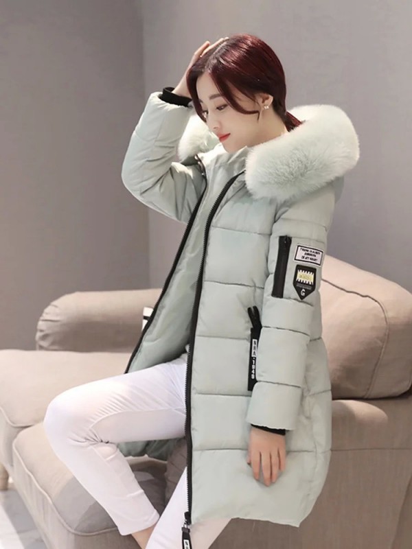 Parka à Capuche avec Col en Fourrure pour Femme, Veste Longue Confortable