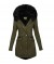 Parka à capuche mi-longue pour femme avec col en fourrure, veste en coton chaud | 21,45 $ | OKKO MODE