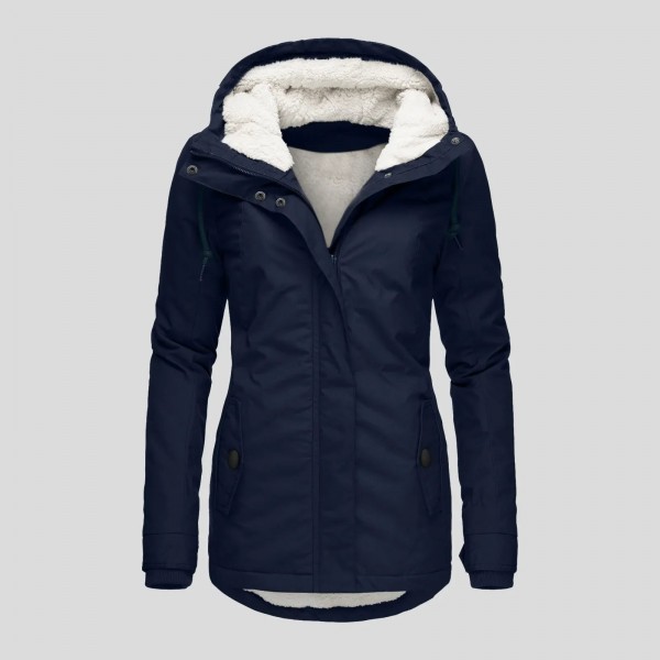 Veste à manches longues doublée pour femme, poche document solide, parka zippée nouveau style|22,93 €|OKKO MODE