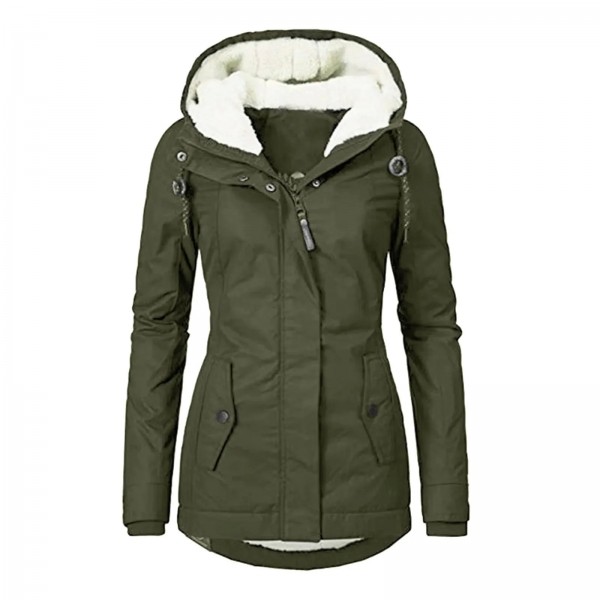 Veste à manches longues doublée pour femme, poche document solide, parka zippée nouveau style|22,93 €|OKKO MODE