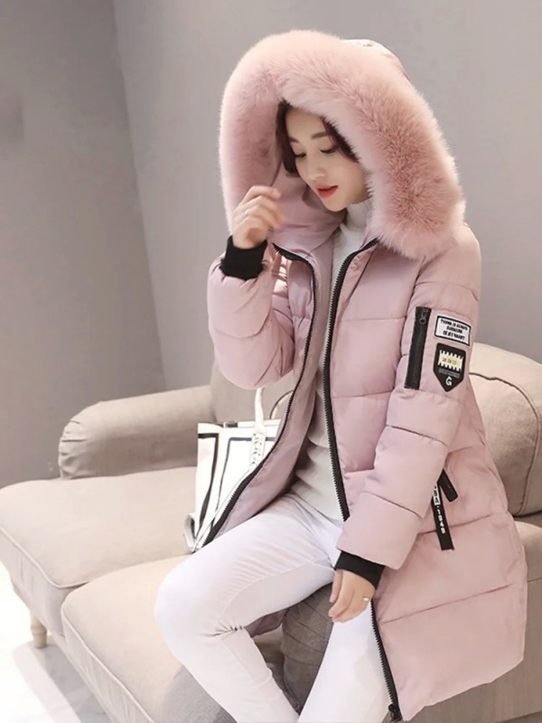 Parka à Capuche avec Col en Fourrure pour Femme, Veste Longue Élégante