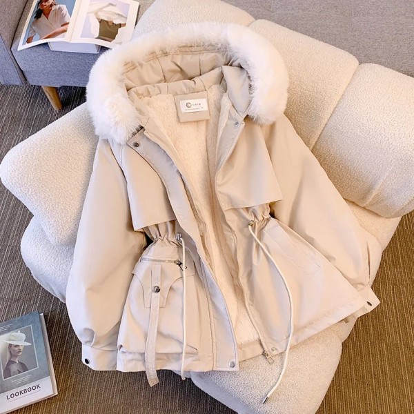 Parkas à capuche rembourrés en coton pour femmes, manteau chaud en peluche|16,19 €|OKKO MODE