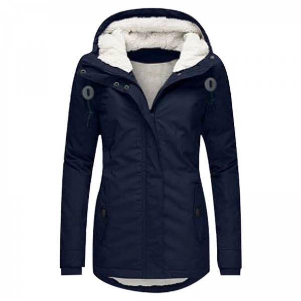 Parka coupe-vent à capuche longue épaisse pour femme, manteau de randonnée en plein air|36,89 €|OKKO MODE