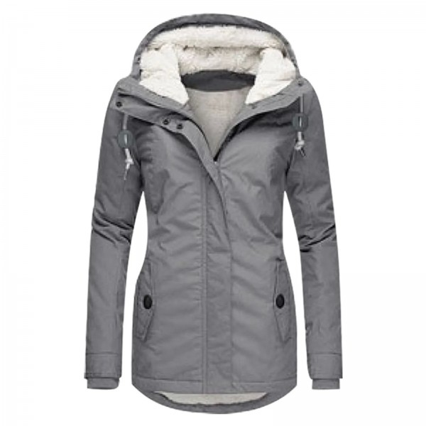 Parka coupe-vent à capuche longue épaisse pour femme, manteau de randonnée en plein air|36,89 €|OKKO MODE