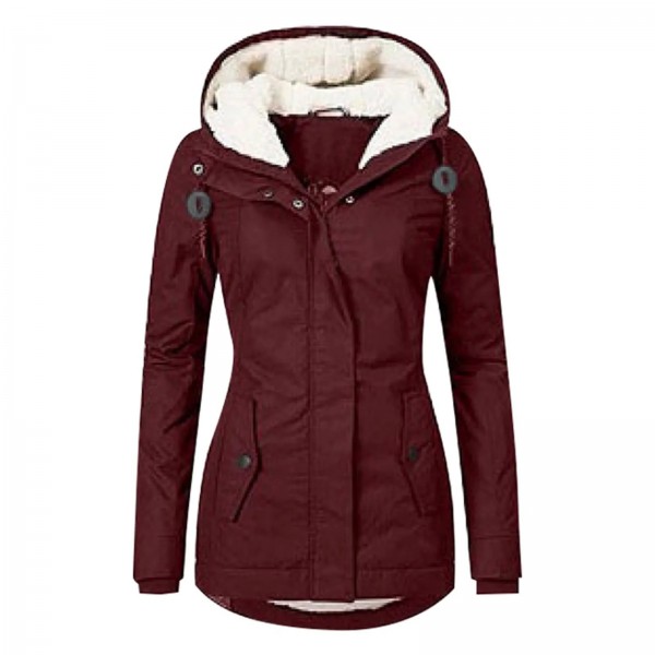 Parka coupe-vent à capuche longue épaisse pour femme, manteau de randonnée en plein air|36,89 €|OKKO MODE