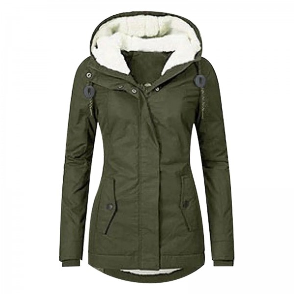 Parka coupe-vent à capuche longue épaisse pour femme, manteau de randonnée en plein air|36,89 €|OKKO MODE