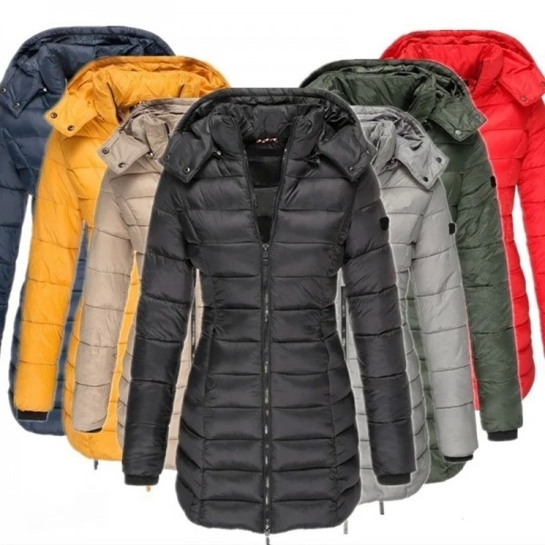 Veste matelassée à manches longues pour femmes avec fermetures à glissière, pardessus monochromatique