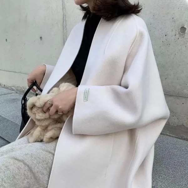 Manteau de lã para mulher, casaco arco-íris.