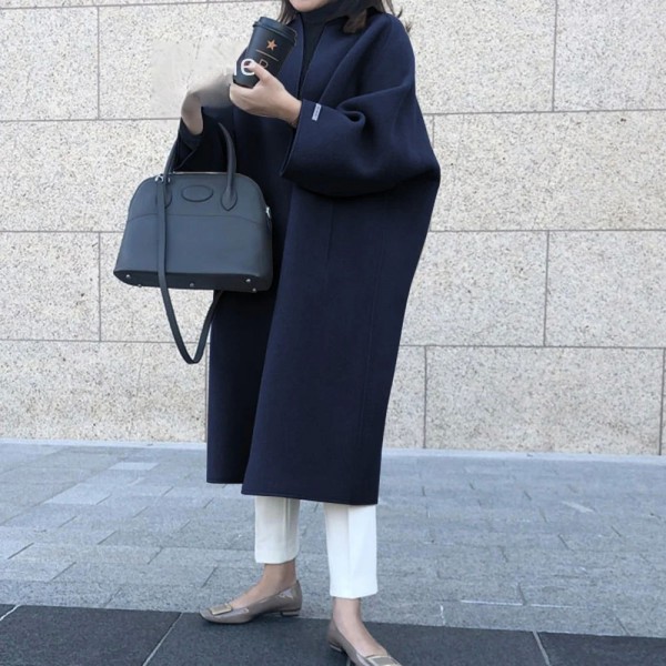 Manteau de lã para mulher, casaco arco-íris.