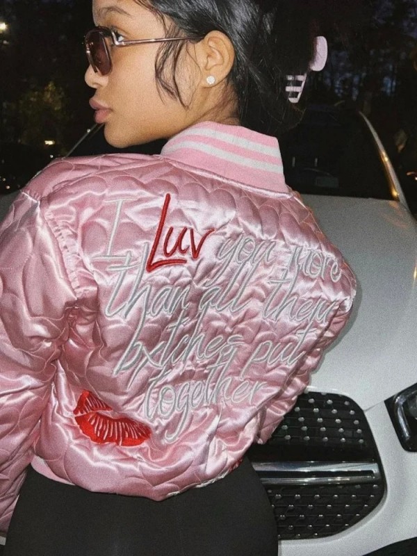 Blouson aviateur matelassé avec lettres brodées pour femmes, vestes universitaires rembourrées en coton, parkas roses