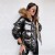 Vestes en PU noir ou doré brillant pour femmes, grand col en fourrure, capuche en duvet et coton | 45,89 € | OKKO MODE