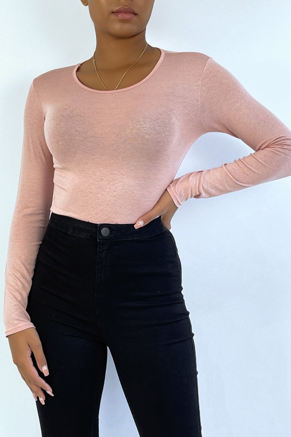 Sous pull rose en col rond et manches longues - 1